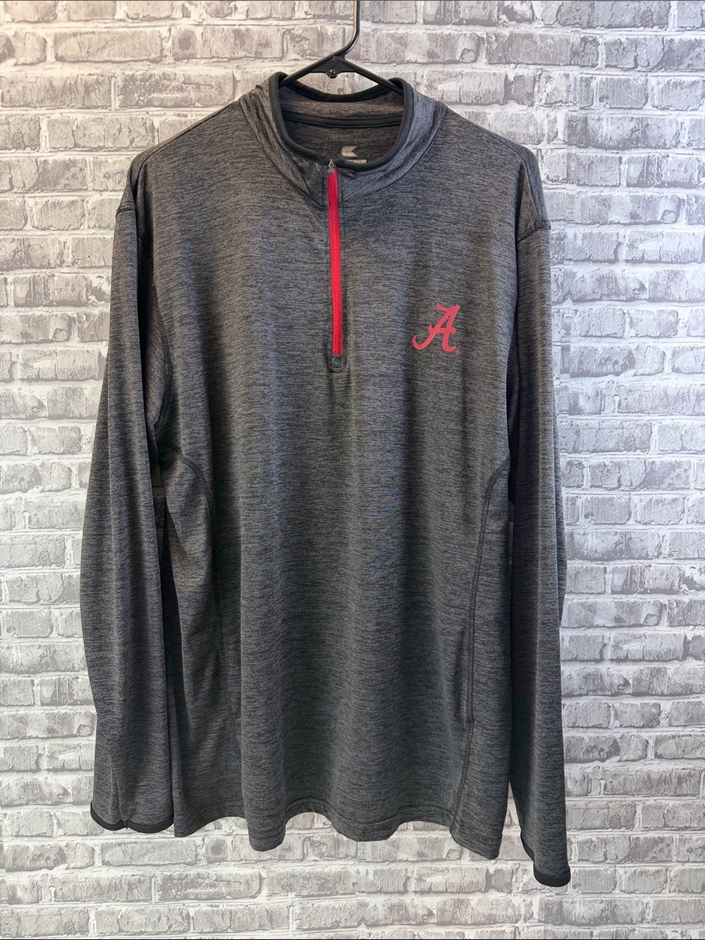 Alabama Crimson Tide Gray 1/4 Zip Pullover with Red Trim